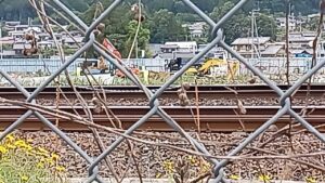 中津川市のリニアモーターカーが停まる駅です。今、工事中です。