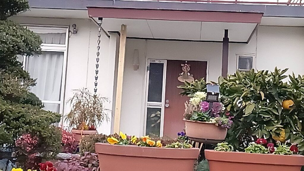 玄関の屋根が下がってきました。
屋根を支える為に、柱を取り付けました。中津川市です。