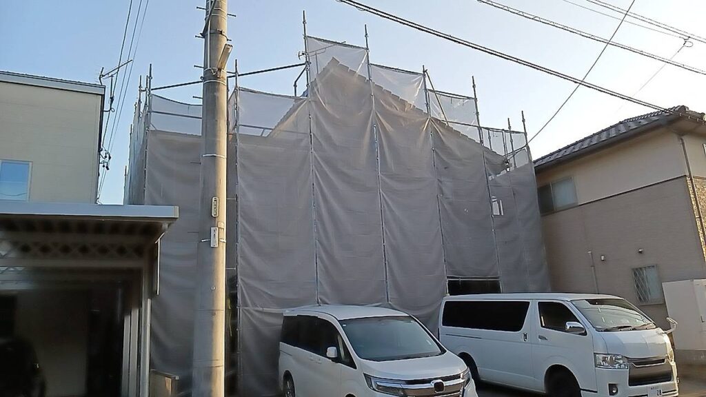 中津川市です。新しい外壁塗装の現場がスタートしました。