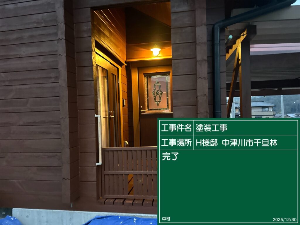 恵那市　中津川市　日成ホーム恵那店　外壁塗装工事　ベランダ防水　屋根塗装工事
施工事例　足場組立　高圧洗浄
軒天　外壁　ベランダ防水　屋根　付帯部
